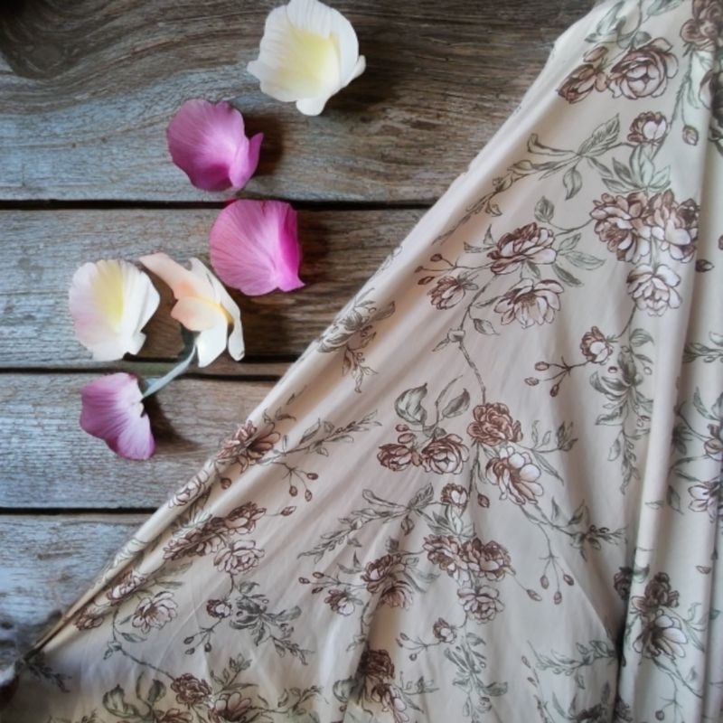 bahan kain katun rayon motif bunga ,kain rayon viscose premium