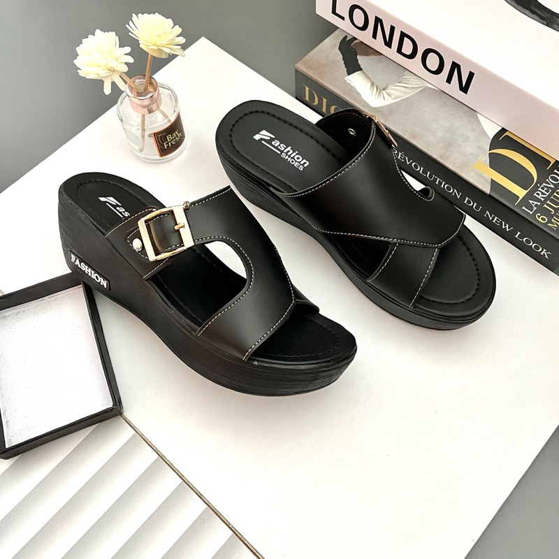Sandal Wedges Wanita Selop Pesta Kondangan Terbaru
