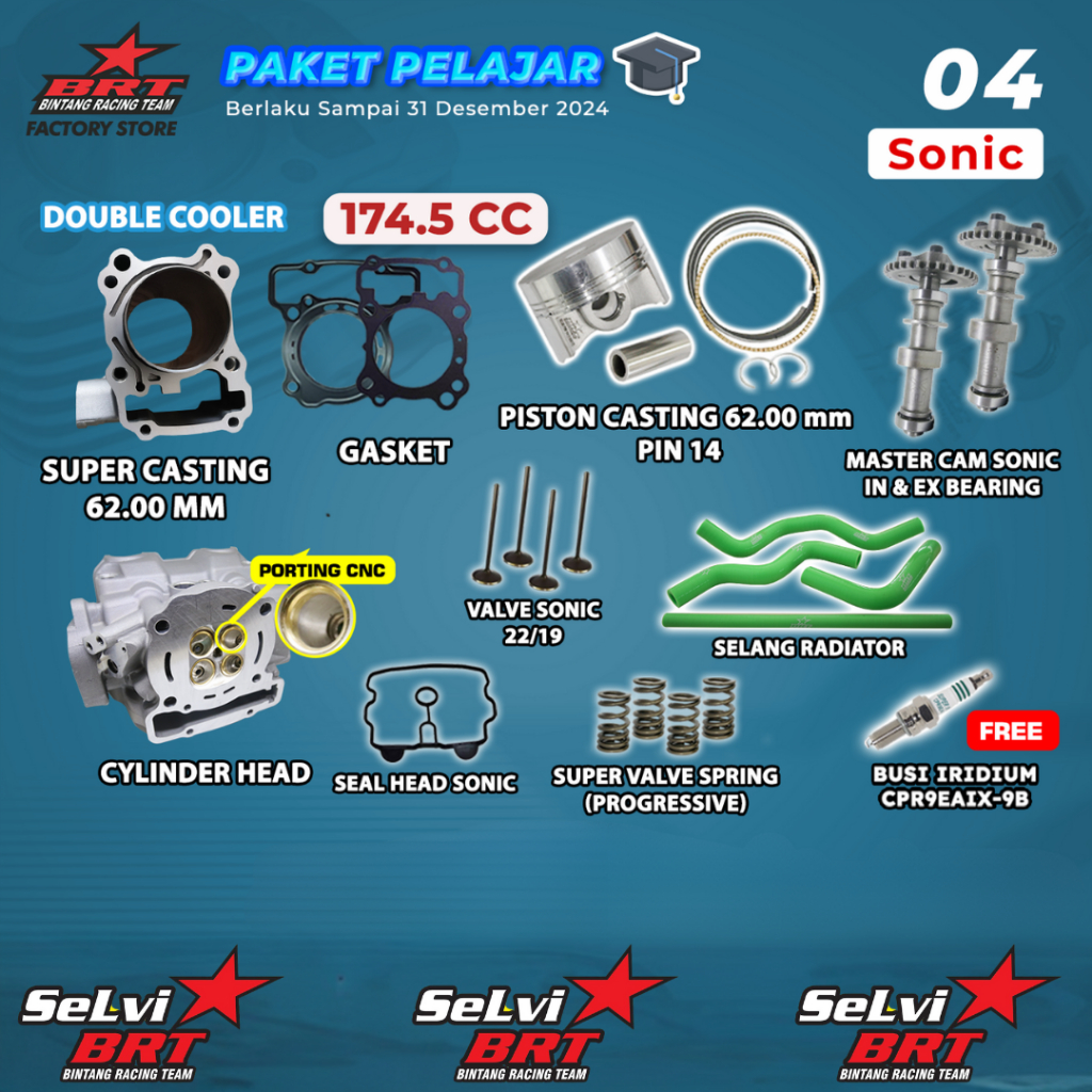 PAKET BOREUP BRT BLOK SET PISTON HEAD PORTING CNC SEAL HEAD MASTER CAM NOKEN AS SELANG RADIATOR PER 