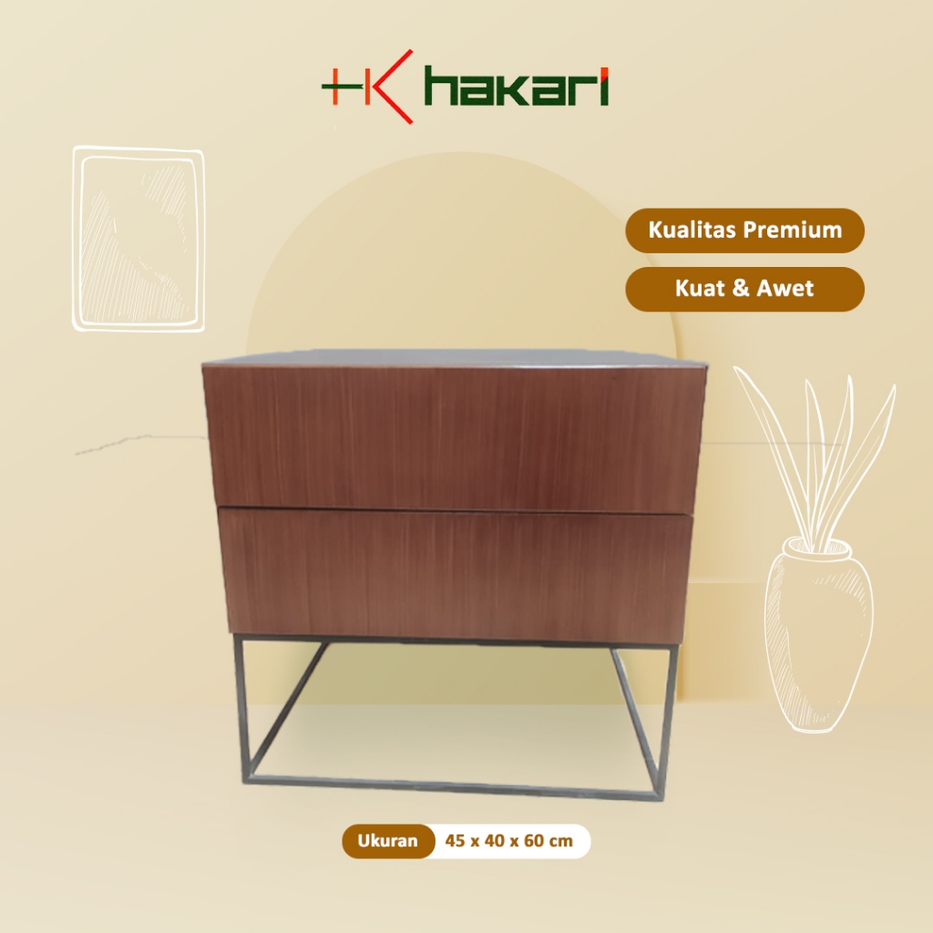 Hakari Meja Nakas Livia  Meja samping Meja Rias Kokoh dan Minimalis 45 x 40 x 60 cm