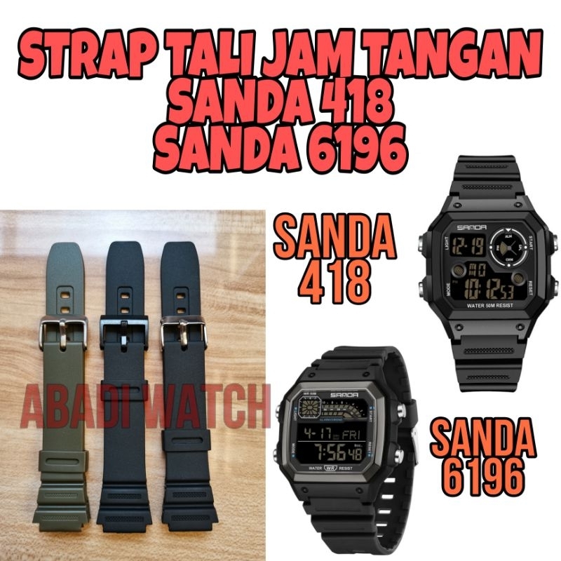 Strap tali jam tangan untuk Jam Tangan Sanda 418 Sanda 6196 Sanda-418 Sanda-6196 Sanda418 Sanda6196