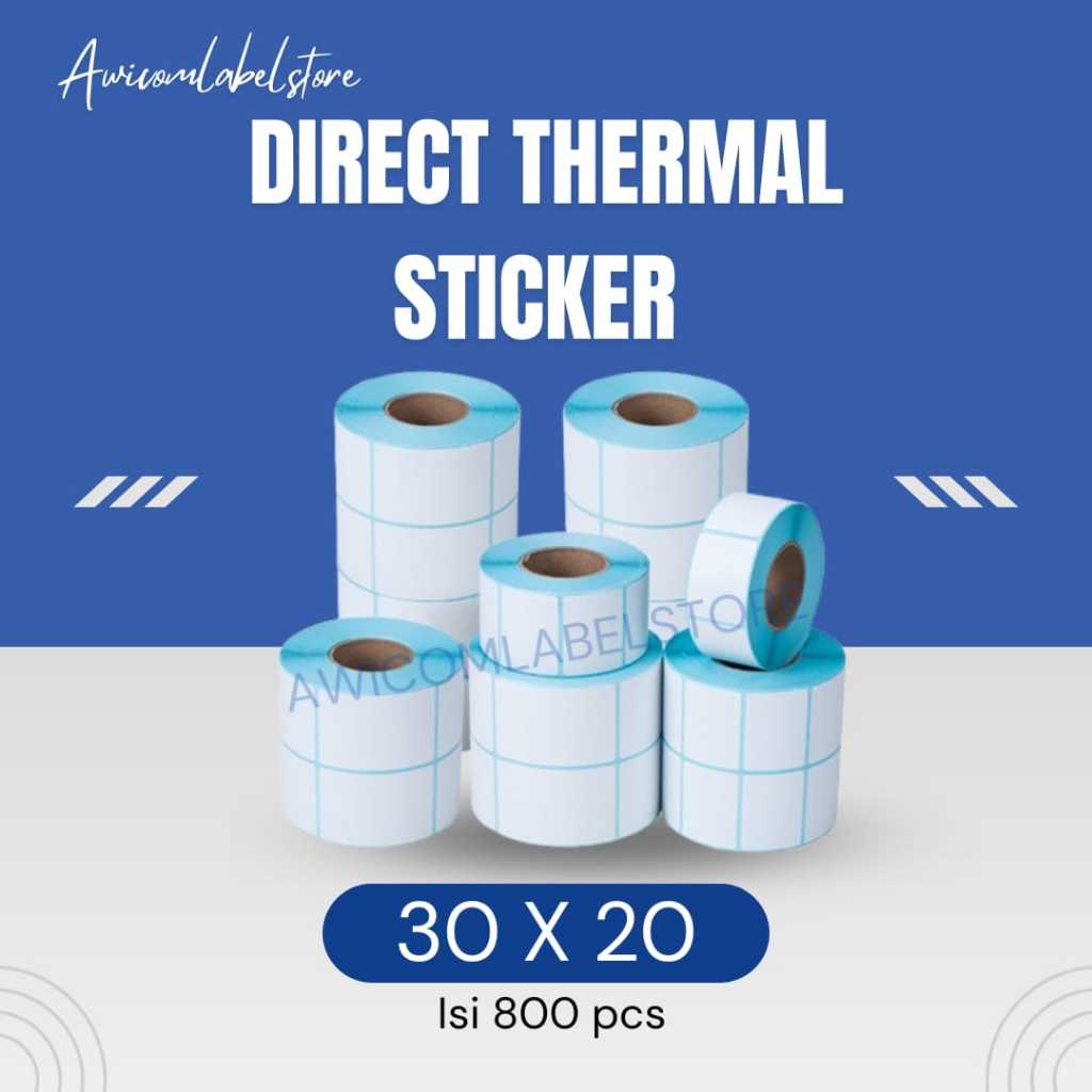 

DIRECT THERMAL STICKER [30x20 MM] KERTAS LABEL STIKER BARCODE 30x20 1 LINE 800 PCS