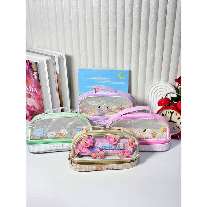 

ToserbaZhag - Tempat Pensil Besar,Transparant PVC Pencil Case, Tas Pensil Sekolah Lucu, Pensil ANak Estetis, Kotak Pensil Anak