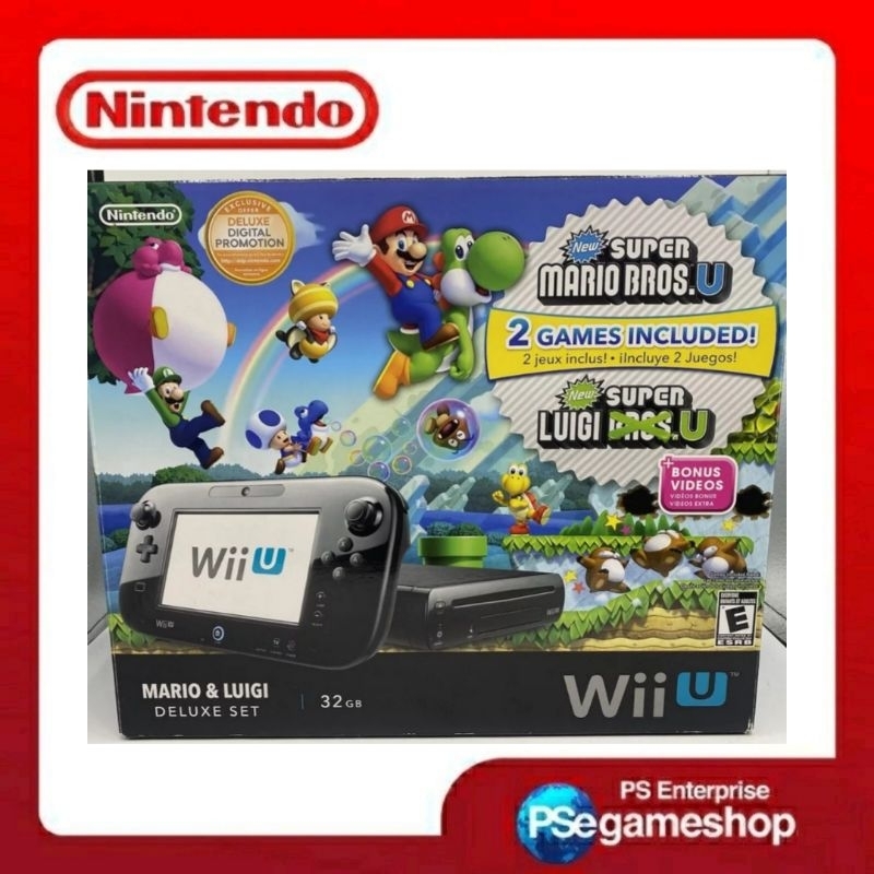 Nintendo Wii U Console New Super Mario Bros. U Bundle In Box w/ All Cables (Re New)