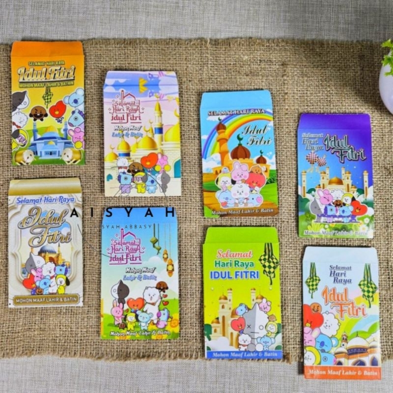 

100 lembar Amplop lebaran idul fitri motif BTS size medium mix gambar