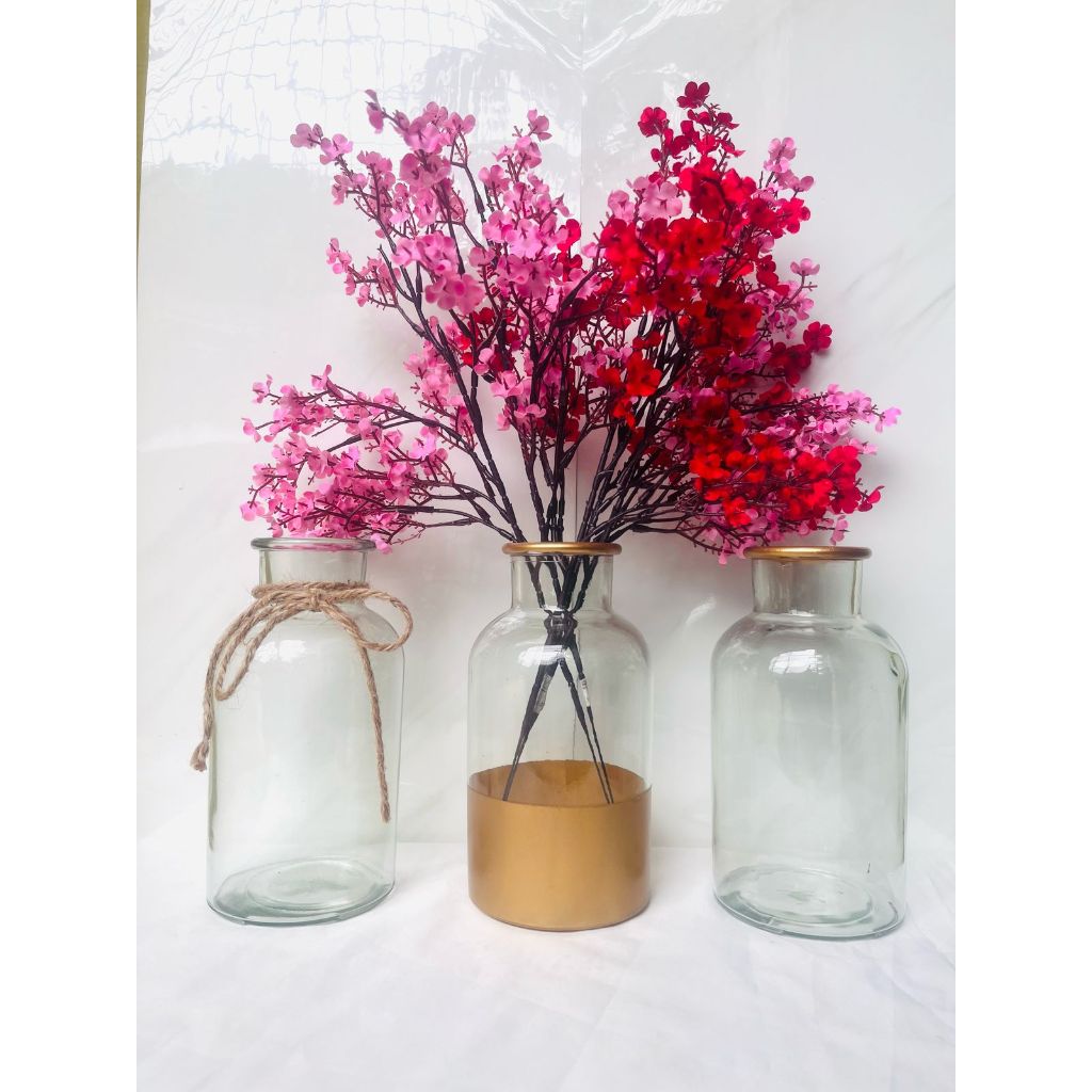 Vas Bunga Simple Namun Elegan / Pot Bunga / Dekorasi Ruangan / Vas Bunga Kaca Bening / Vas Kaca Kore