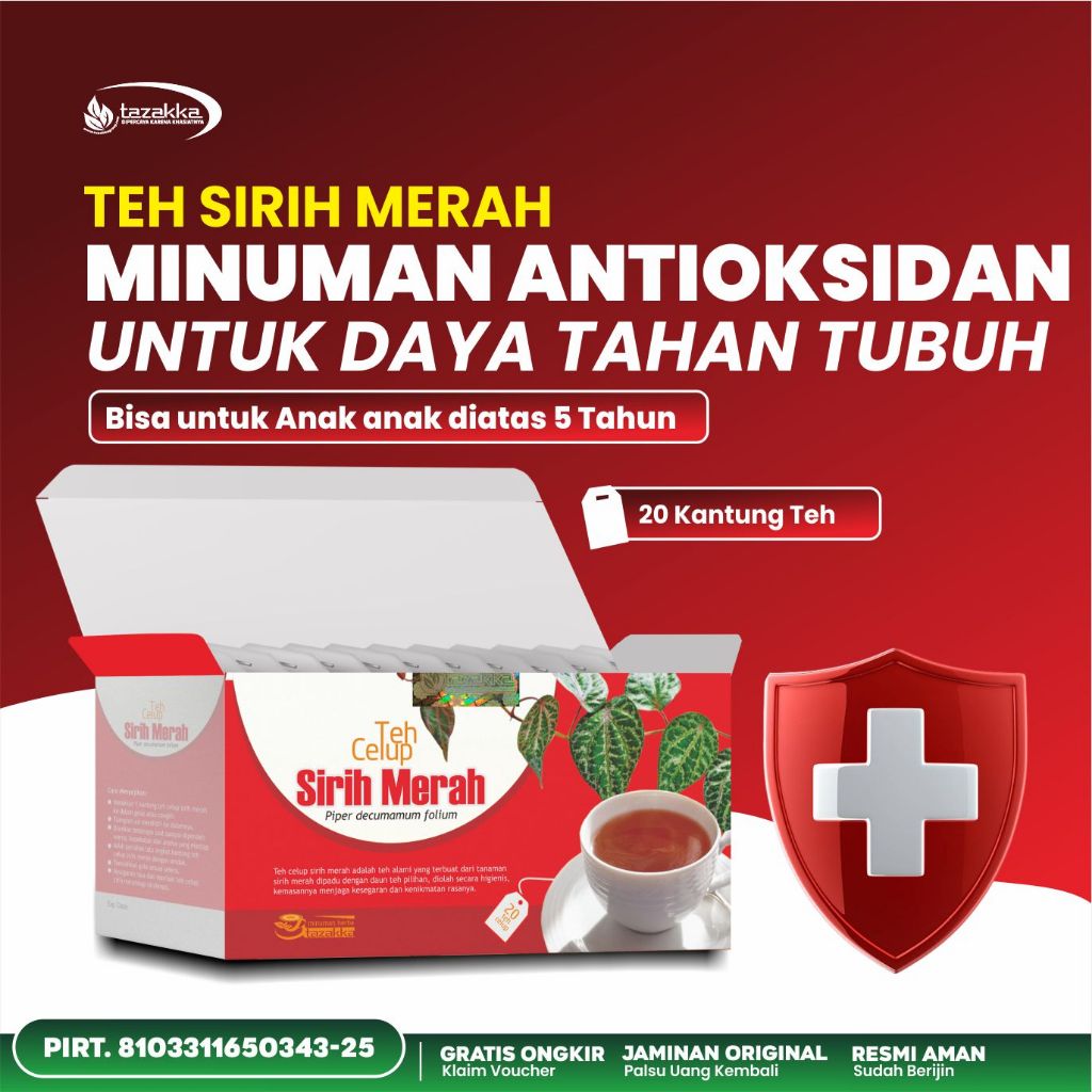 

Minuman Antioksidan Tinggi untuk Daya Tahan Tubuh Kuat Teh Sirih Merah Dari Tazakka isi 20 Kantung