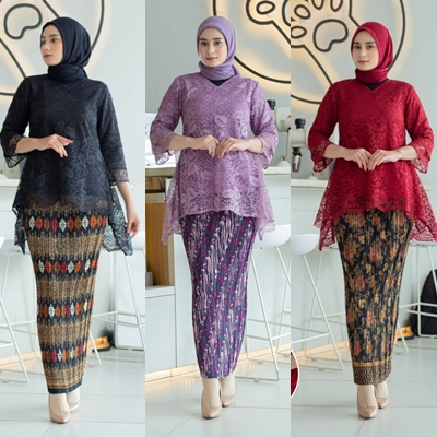 ATASAN RINJANI / KEBAYA BRUKAT RINJANI WARNA / KEBAYA KALONG WARNA / M L XL XXL 3XL 4XL 5XL MERAH CA