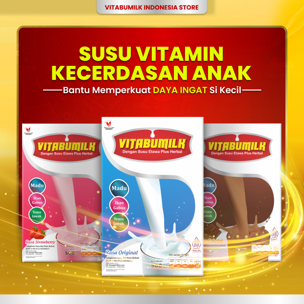 

VITABUMILK - Isi 500gr - Susu Vitamin Otak dan Kecerdasan Anak | Susu Kambing Etawa Plus Herbal Madu Ikan Gabus dan Temulawak