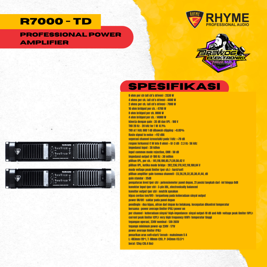 BREWOG SINAR BAJA Rhyme R7000 - TD Professional Power Amplifier