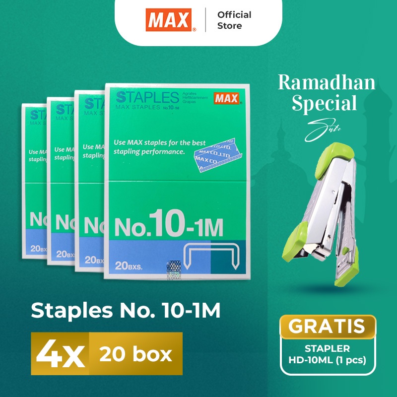

PROMO MAX - Beli isi staples 10-1m 4pack free stapler HD-10 1pcs / Stapler Staples Stapler Max Staples Max isi steples max