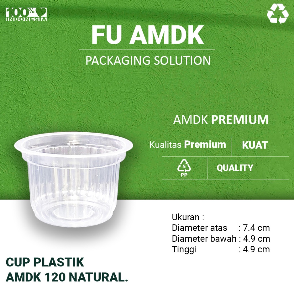 Cup AMDK FU 120ml (isi 50)/ Gelas Plastik AMDK / Cup Bening Plastik