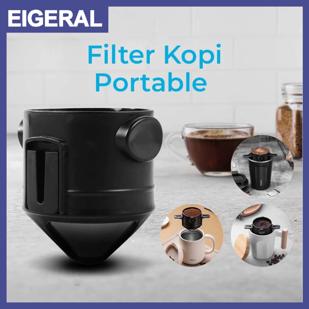 Filter Penyaring Kopi Portable Coffee Drip Corong Penyaring Kopi Stainless Steel - Hitam