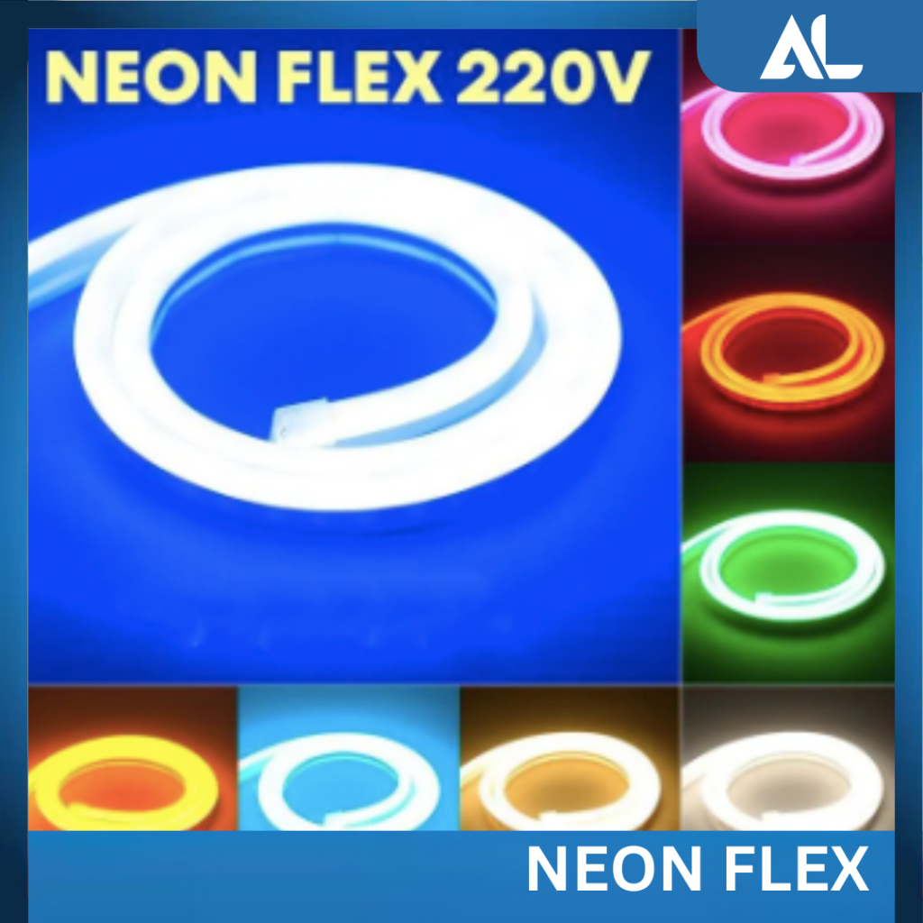 LAMPU NEON FLEX STRIP FLEXIBLE TALI METERAN 220V WATERPROOF LENGKAP TINGGAL PASANG