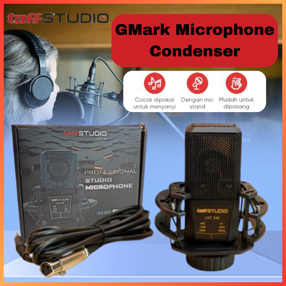 Microphone Condenser Terbaik TaffSTUDIO GMark Professional Recording Mic Studio Rekaman Karaoke
