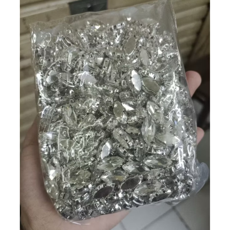 [500pcs] Diamond Kristal Mata / Model Sampan / Payet Daun Grade Premium