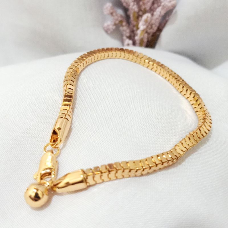 Gelang rantai Milano kaca xuping  lapis emas titanium gold anti karat