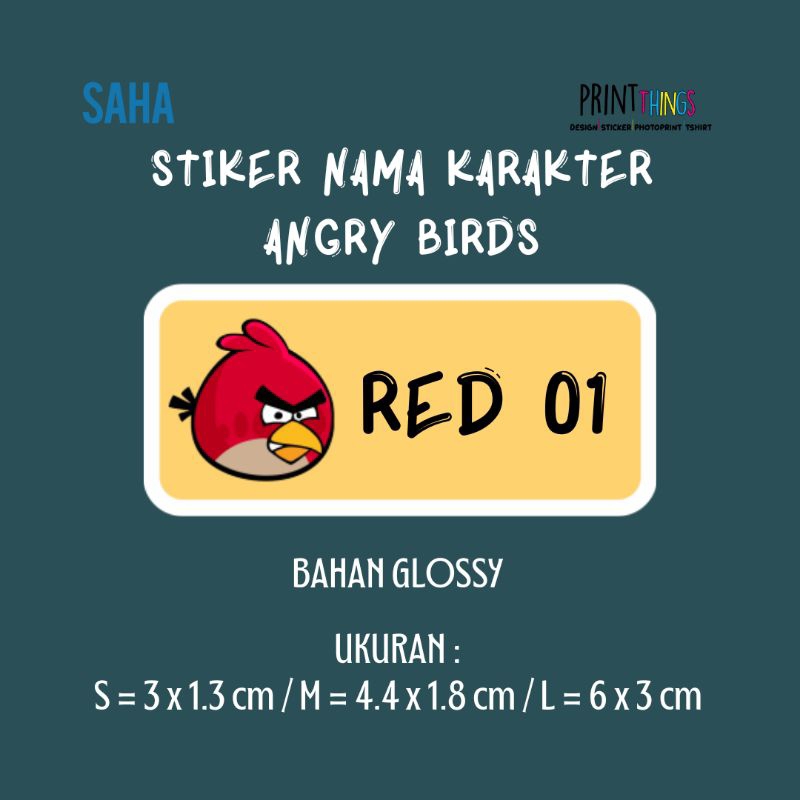 

STIKER NAMA GLOSSY KARAKTER ANGRY BIRD BANYAK MOTIF