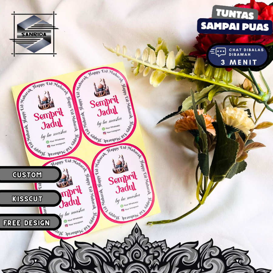 

Custom Bentuk Oval Edisi Hampers Cookies Eid Mubarak Sticker Toples Lebaran Idul Fitri Free Desain