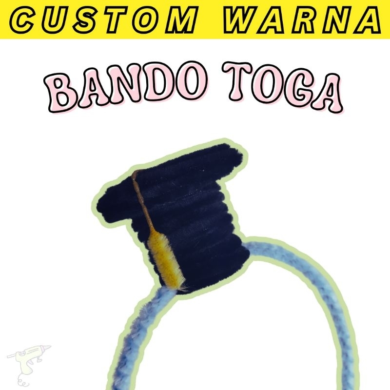 bando toga / bandana dengan hiasan topi toga kecil dari kawat bulu / pipe cleaner untuk wisuda / kel
