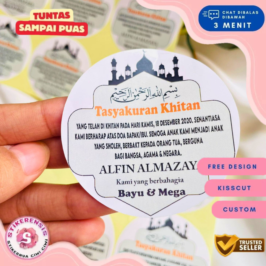 

2-6 Stiker Syukuran Khitan - Tasyakur Walimatul Khitan sticker sunatan murah chromo