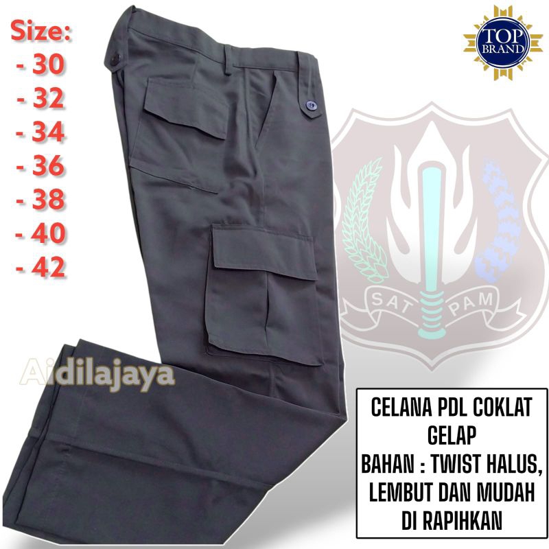 CELANA PDL SATPAM COKLAT GELAP bahan twist HALUS