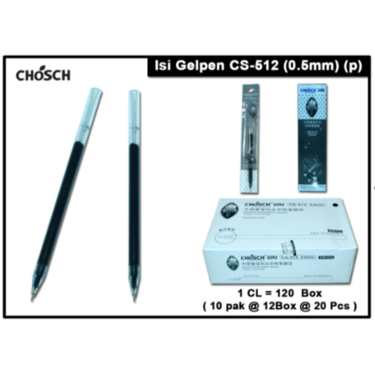 

Chosch Gel Reffil Isi Gel Tinta Pulpen 0.5mm 1 Box 20 Pcs Original