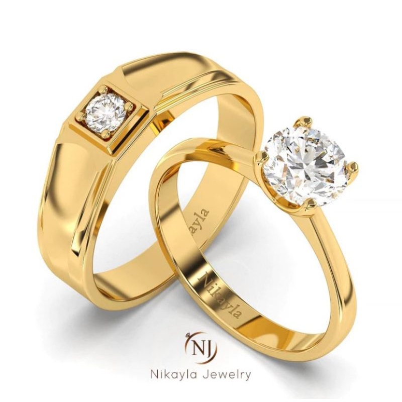 cincin emas cincin couple tunangan premium 18k
