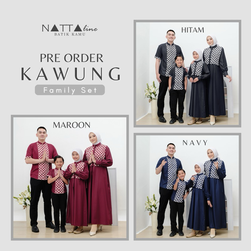 NATTALINE Sarimbit Keluarga Family Set Gamis Kemeja Koko Batik Kawung Pre Order