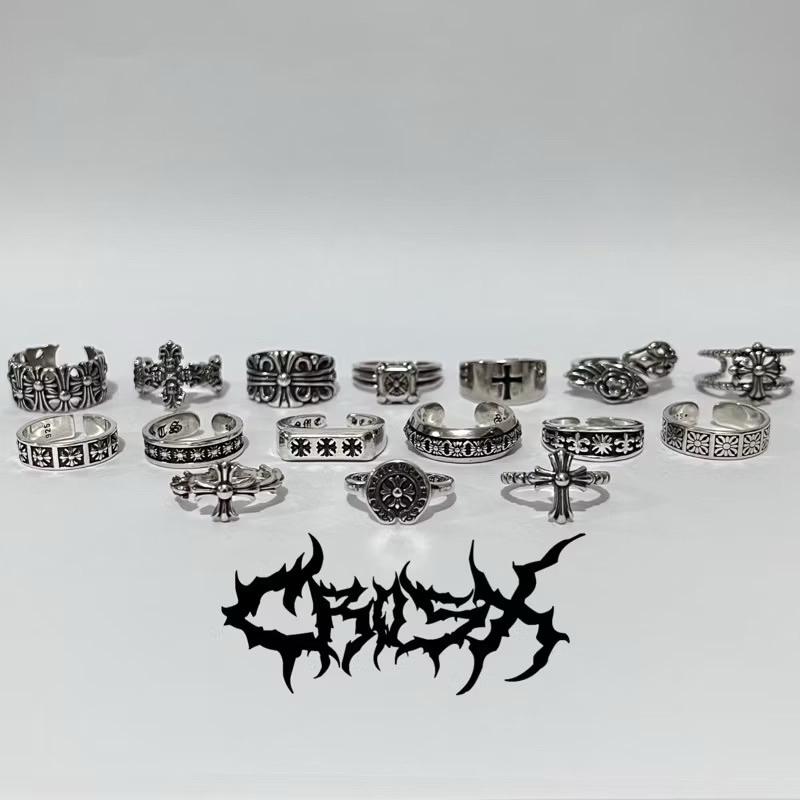 CROSX CH RING / CINCIN TENGKORAK CINCIN HITAM SILVER / CROSS RING KERAJAAN CINCIN SALIB RING SKULL R