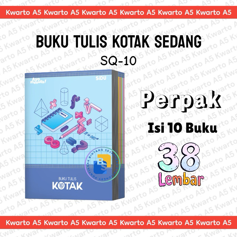

10 Buku - Buku Tulis Kotak Sedang SiDU SQ 10 isi 38 Lembar