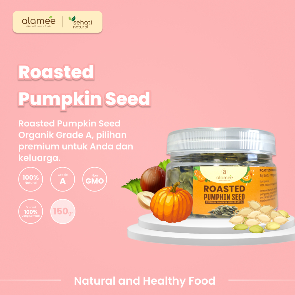 

ALAMEE Roasted Pumpkin Seed Biji Labu Pepita Kupas Panggang Matang Siap Makan Natural 150gr
