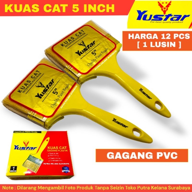 

[ 12 PCS ] Kuas Cat YUSTAR 5 inch Gagang PVC Tebal | Kuas Cat Tembok 5" YUSTAR Gagang PVC