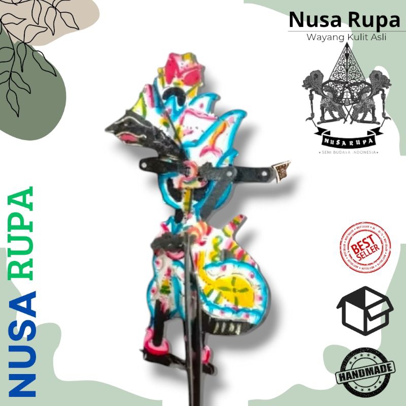WAYANG kulit ASLI Miniatur Wayang Kulit Asli 45cm Krisna Kualitas Biasa Bahan Kulit Sapi