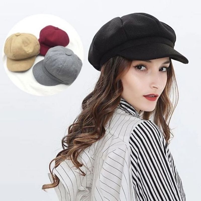 Topi Pria Wanita NewsBoy Cap Apolo Polos Dewasa Model Terbaru Kekinian Unisex Import Premium