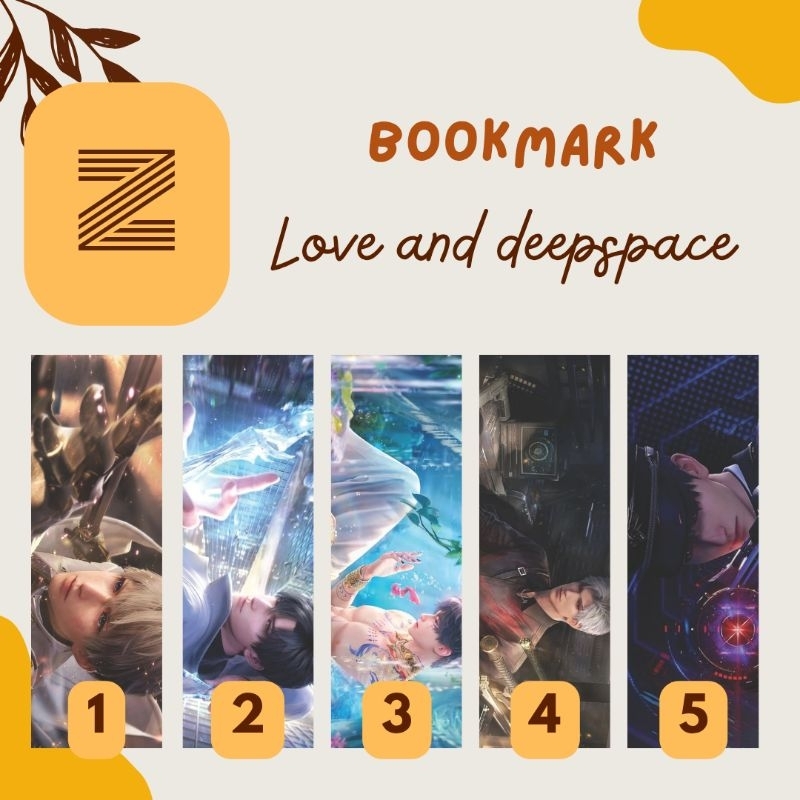 

Bookmark Love And Deepspace 310 gsm Waterproof Pembatas Buku Laminasi 5x15 Zayne Raylfayel Xavier Sylus otome game manhwa anime manhua