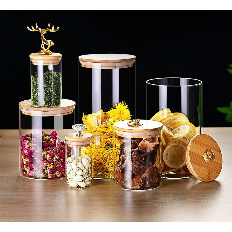 toples kaca cookies bulat panjang tutup bambu