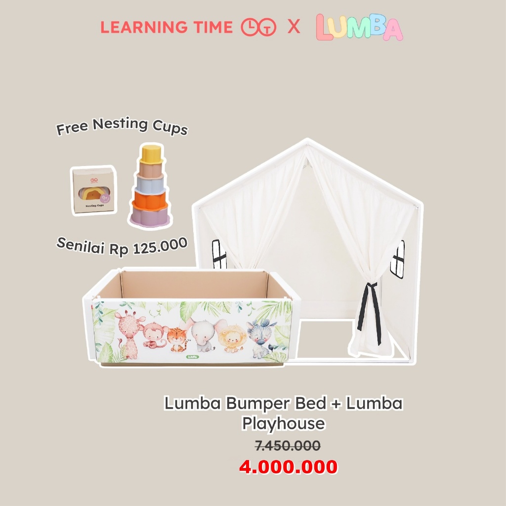 LUMBA x Learningtime.id  | Lumba BumperBed Antibacterial Tebal 8cm | Playhouse | Playmat | Box bayi 