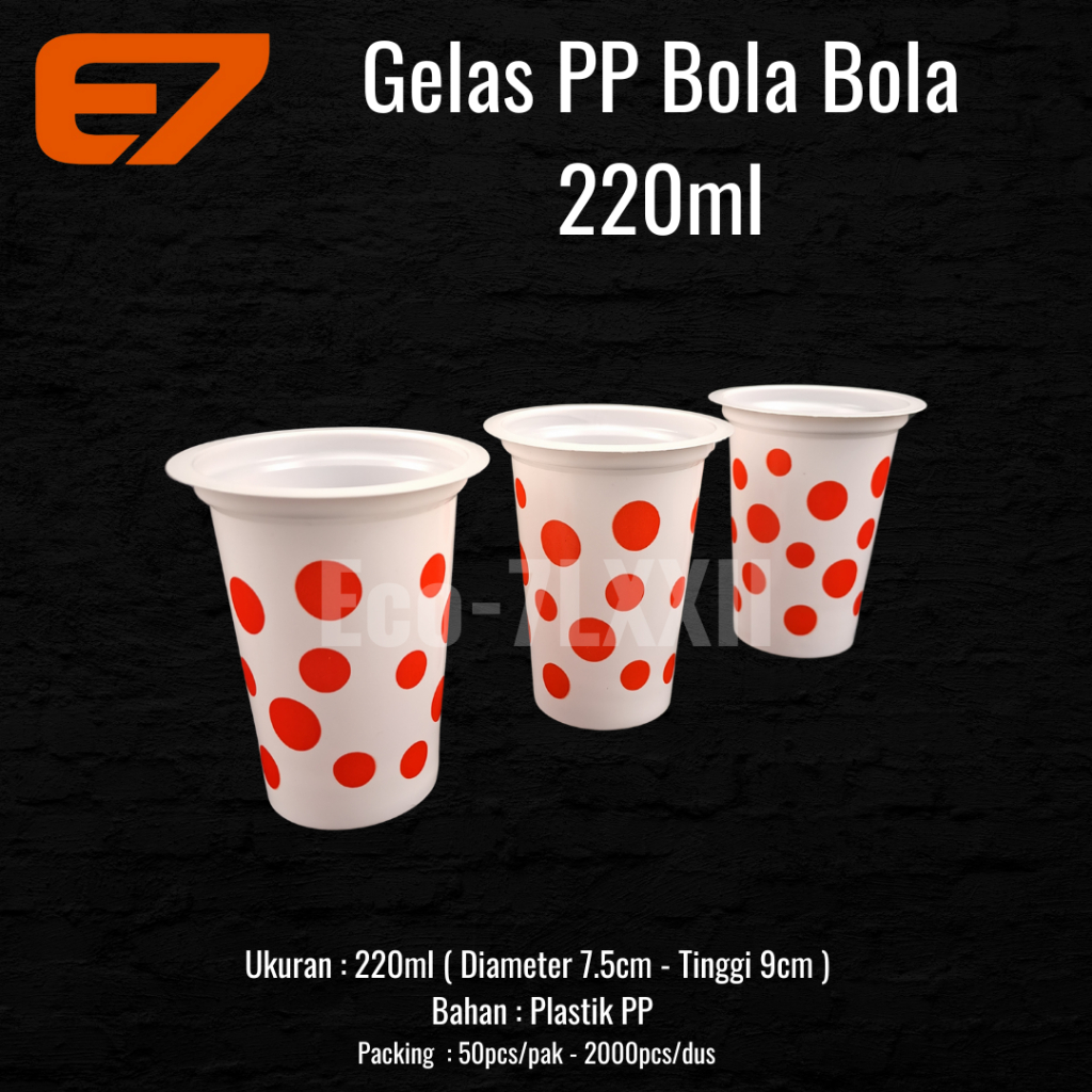 Gekas Plastik Bola Bola Polkadot 200ml, Gelas Minum/Pesta - isi 50pcs