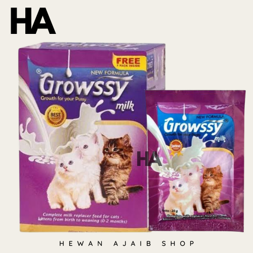 Growssy Susu Kucing Sachet Kitten (umur 0-2 bulan) pengganti makanan susu