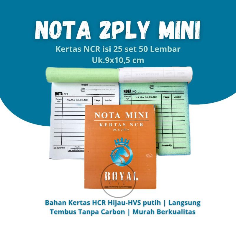 

Buku Nota Kontan Mini 2 Ply Rangkap Royal isi 25 Lembar NCR kecil