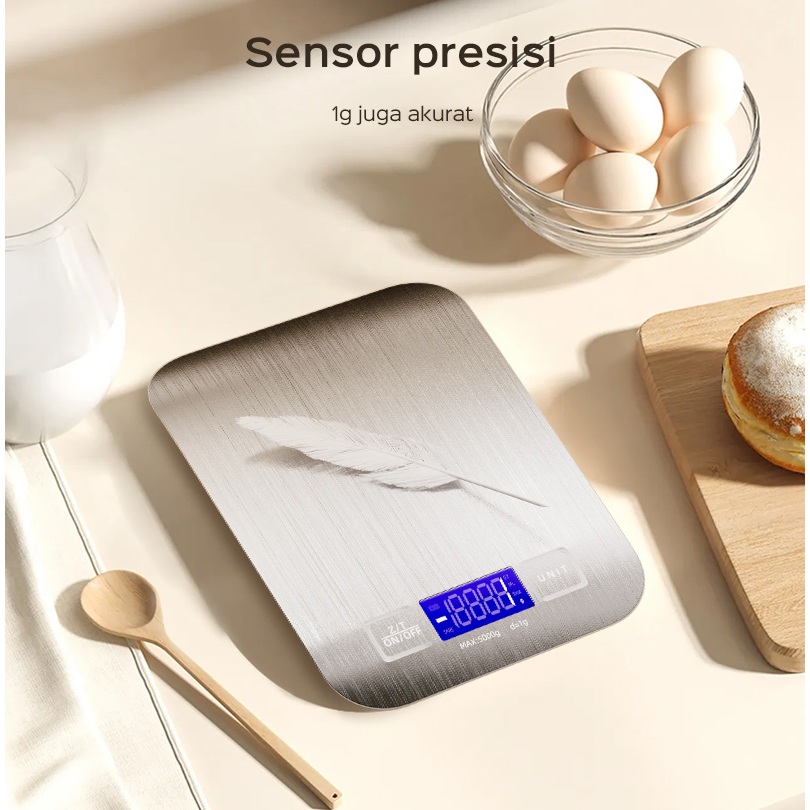 Pengiriman Dari MedanHan River Timbangan Digital Dapur 5Kg Berbahan Stainless Steel Lcd Display