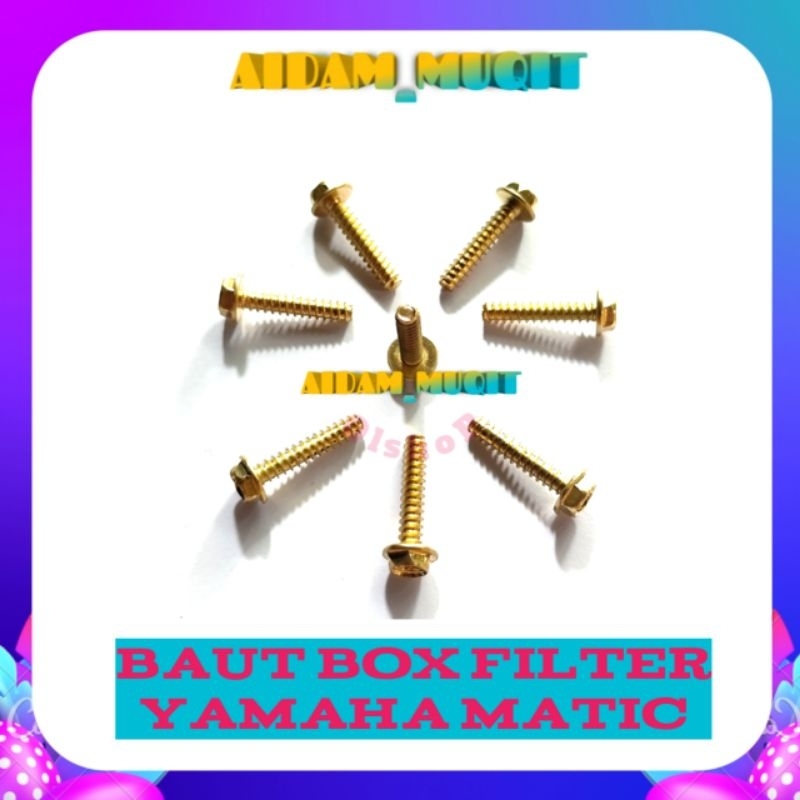 50 PCS Baut KUNING Baut Box Filter Yamaha Mio soul Mio sporty J M3 Baut Tutup Box Filter Baut Box Fi