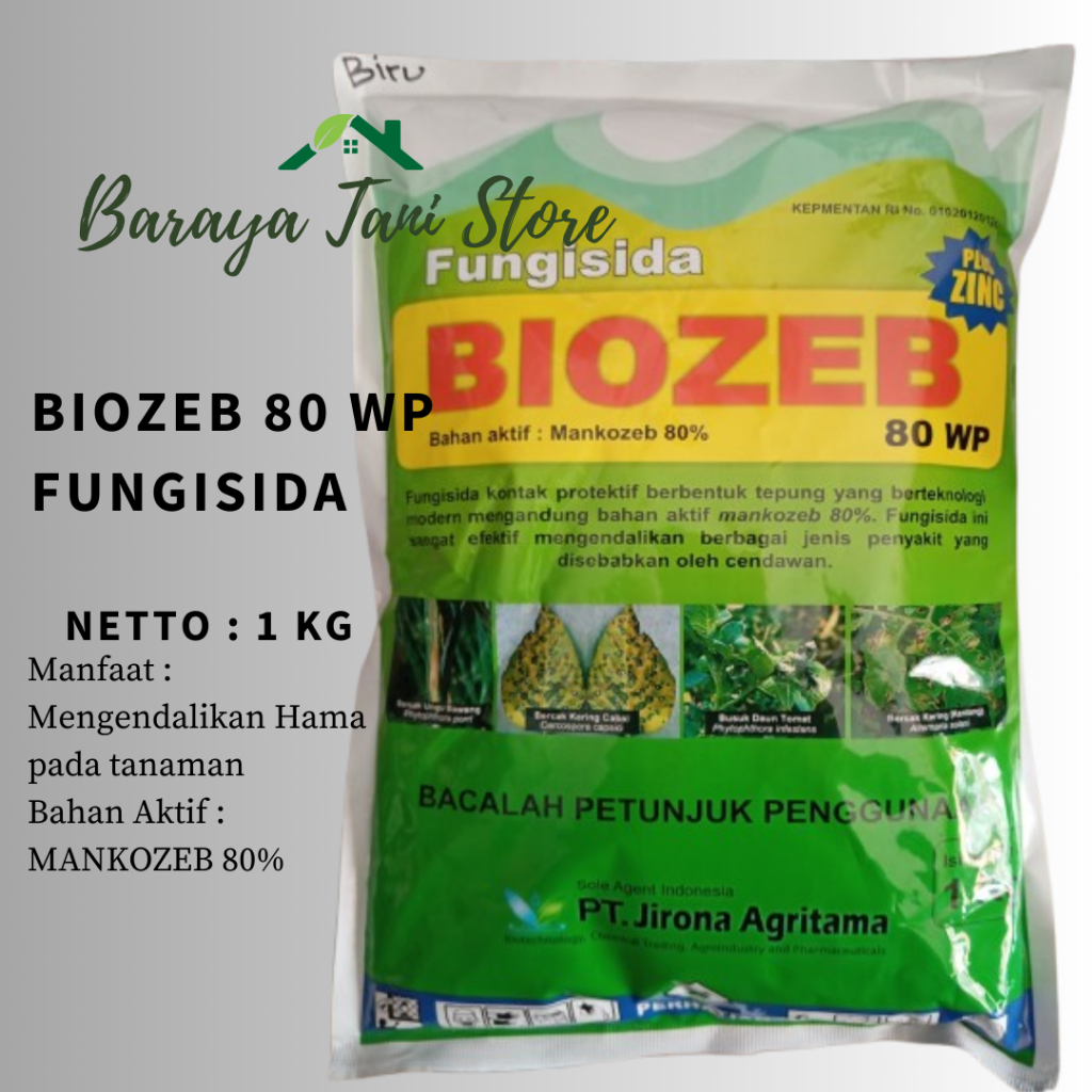 FUNGISIDA BIOZEB 80 WP BIRU 1 KG KEMASAN PABRIK PENGENDALI HAMA TANAMAN