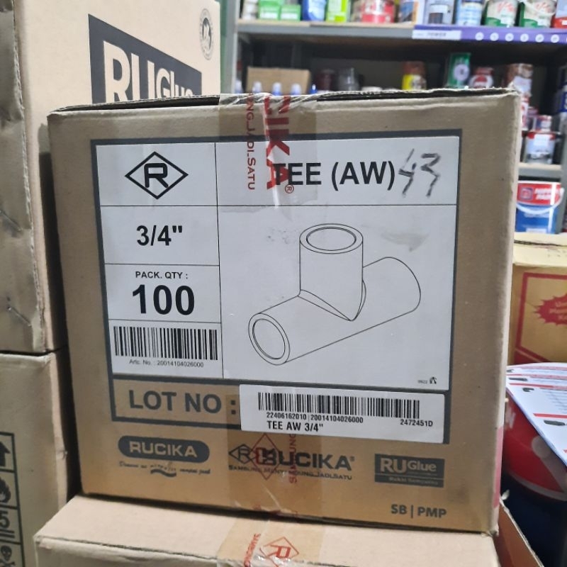 [1 DUS ISI 100 PCS] RUCIKA Tee AW 3/4 inch / Tee AW Rucika ¾" GROSIR / T ¾ inch Rucika AW
