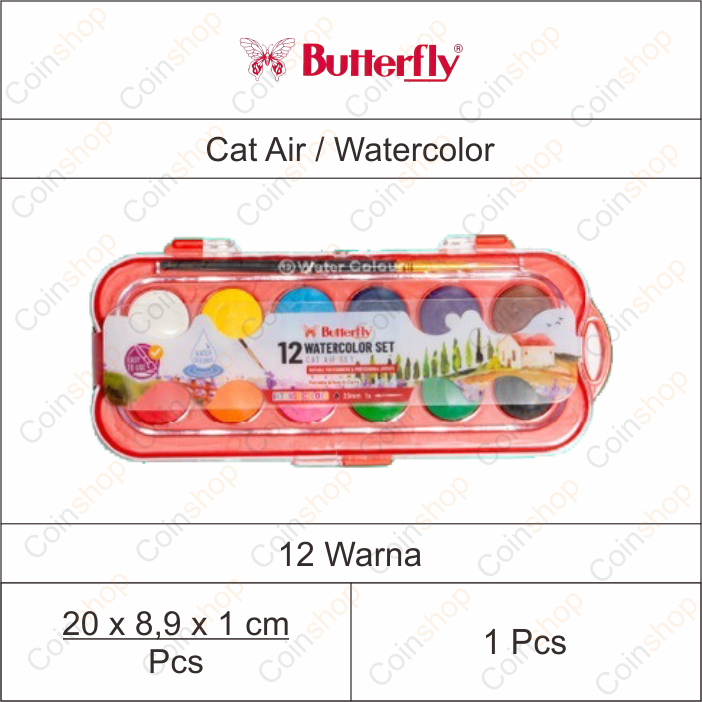 

Butterfly Cat Air Watercolor Set 12 Warna Per Set