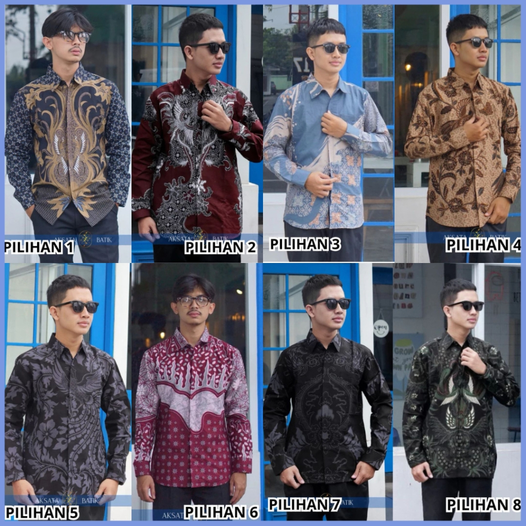 AKSATA BATIK - Kemeja batik cowok pria lengan panjang hitam anak muda terkini eksklusif PREMIUM Baju