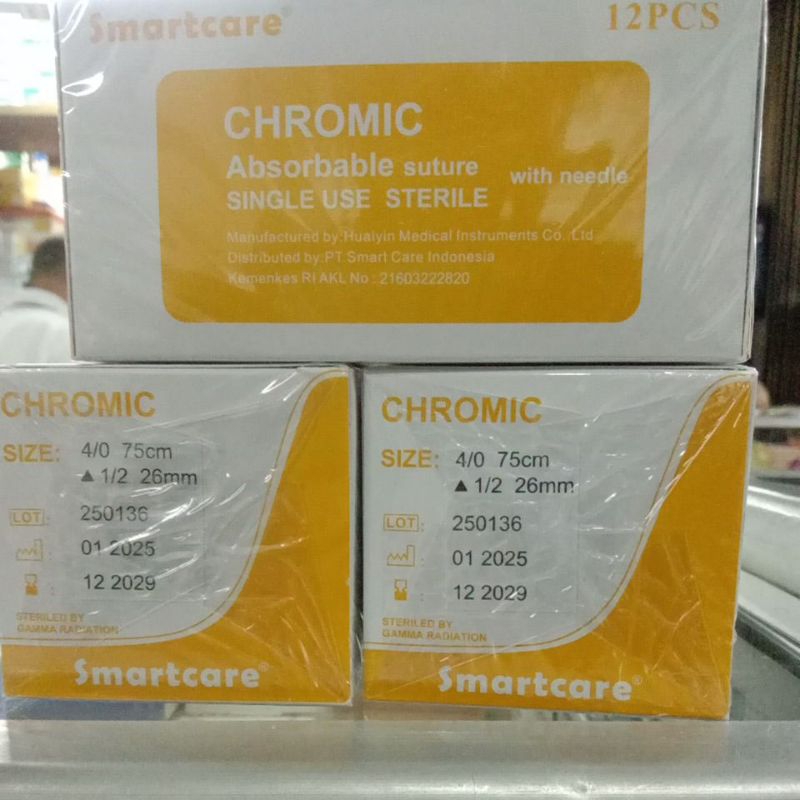 catgut chromic 4/0 smartcare box isi 12 pcs
