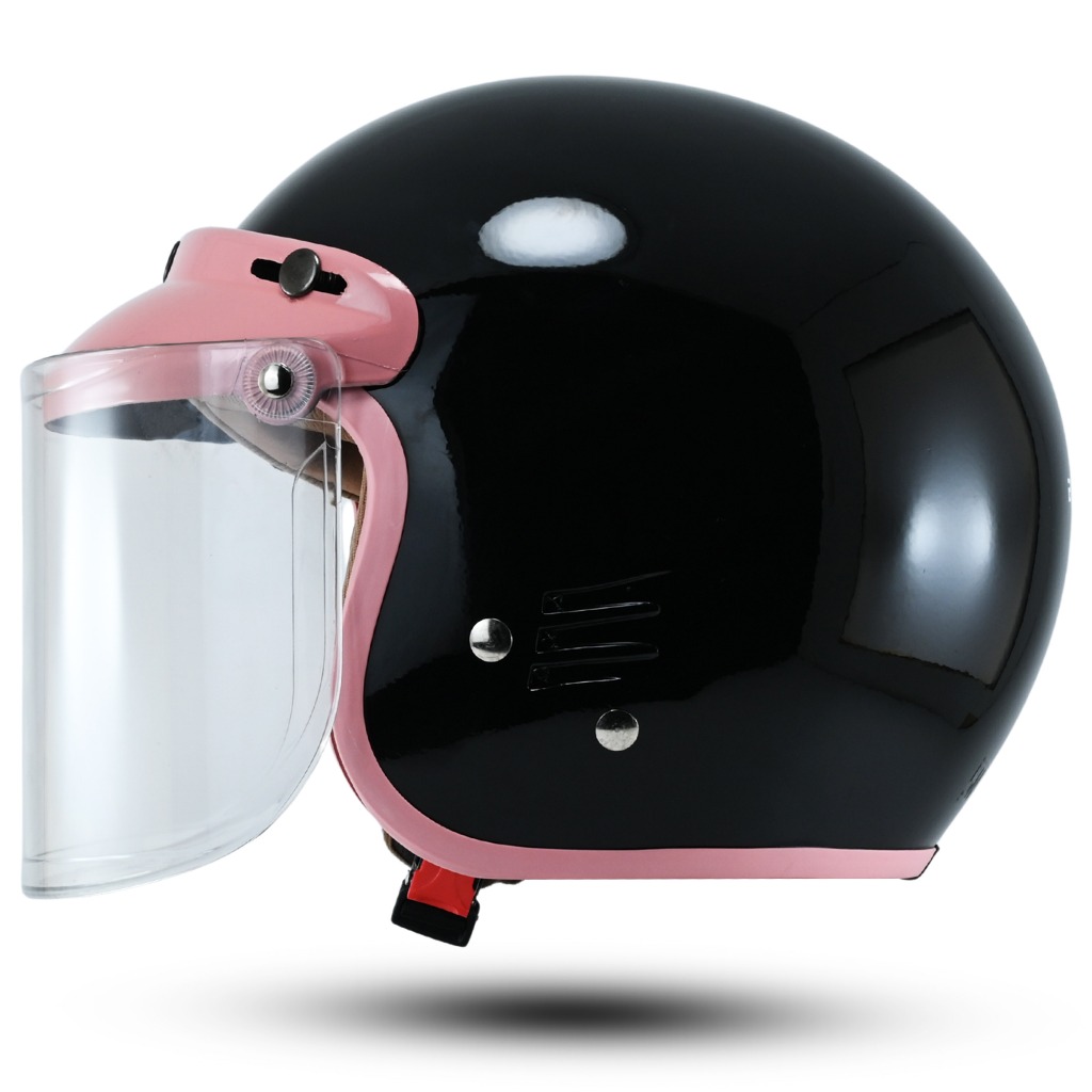 Helm Bogo Retro Bipplast Polos Helm Wanita Kekinian Kaca Datar Lucu SNI Motorcycle