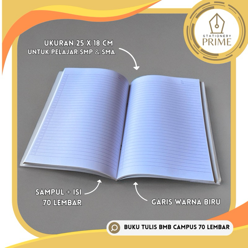 

[Whispers] Buku Tulis BMB / BMC Campus 70 Lembar ( 1 Pack isi 10 Buku )